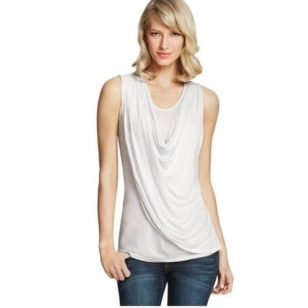 CAbi Oatmeal Sleeveless Wrap Cowl Top, Like New!